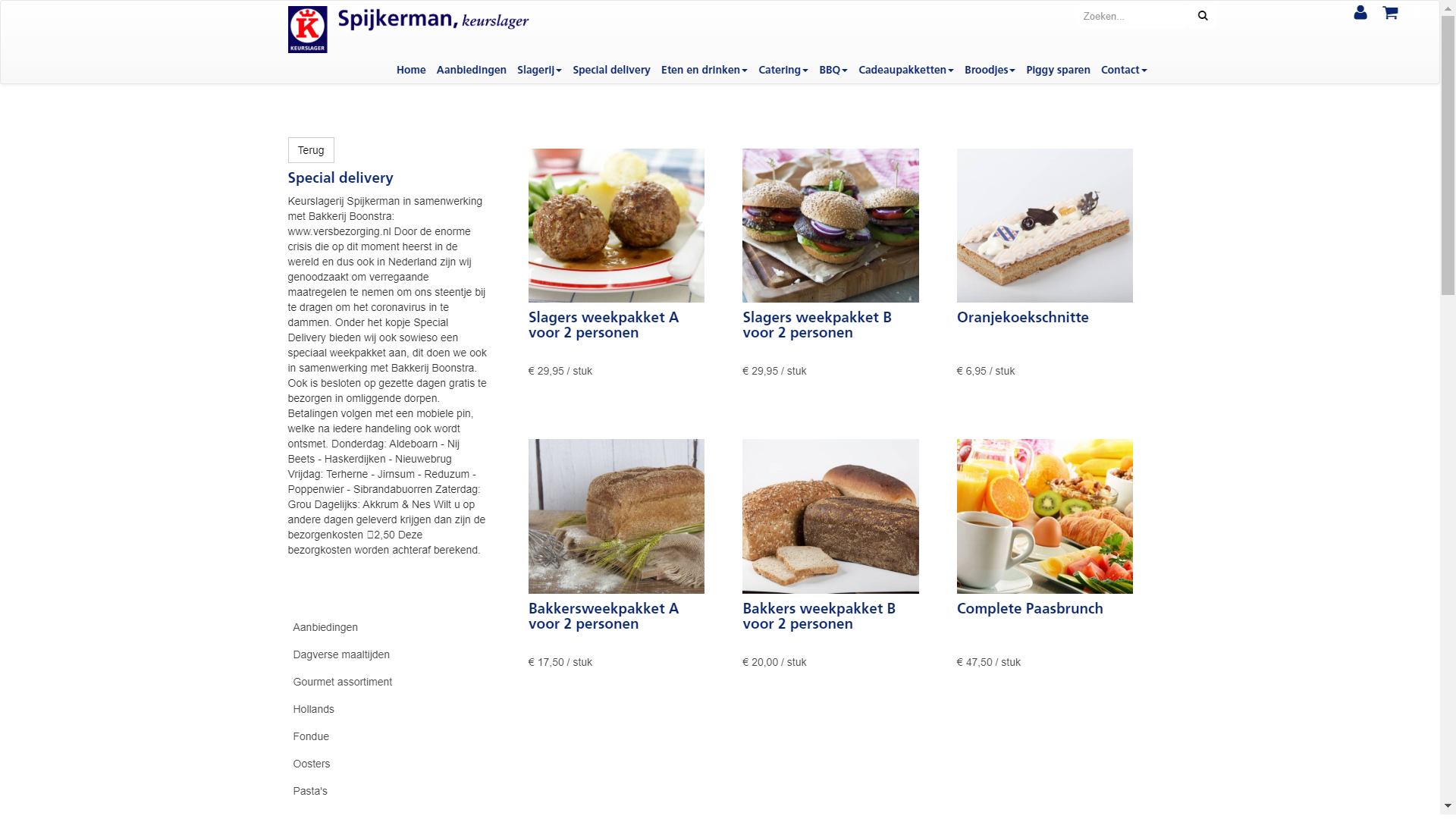 Ivm Corona bezorgservice weekpakket Slager en Bakker 